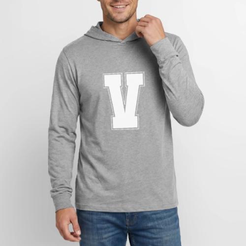 White Letter V – Varsity Alphabet Monogram - Unisex Long Sleeve Hoodie Shirt