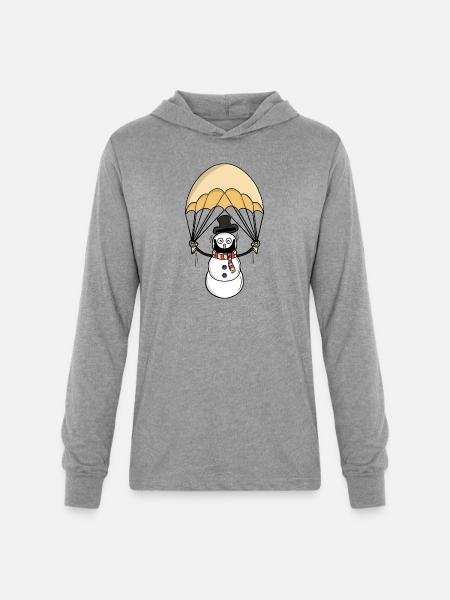 Parachuting Snowman - Unisex Long Sleeve Hoodie Shirt - heather grey