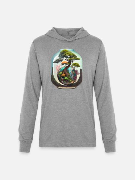 Bonsai Tree Terrarium - Unisex Long Sleeve Hoodie Shirt - heather grey