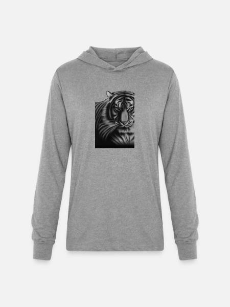 Tiger - Unisex Long Sleeve Hoodie Shirt - heather grey