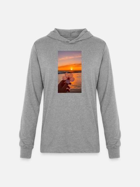 Sunset Blossom Shore - Unisex Long Sleeve Hoodie Shirt - heather grey