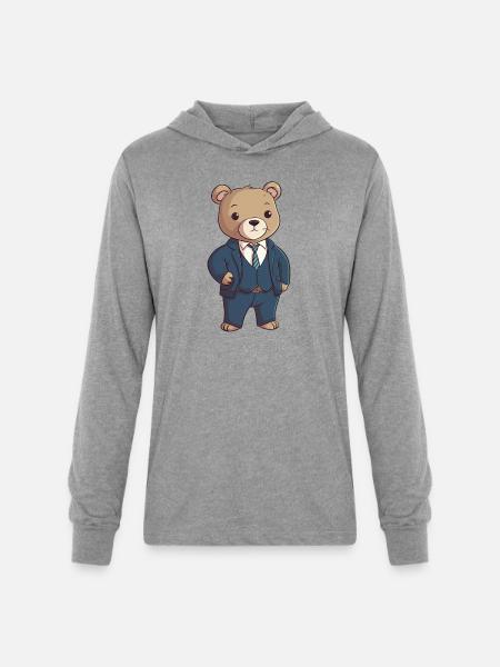 Bear in a Suit - Unisex Long Sleeve Hoodie Shirt - heather grey