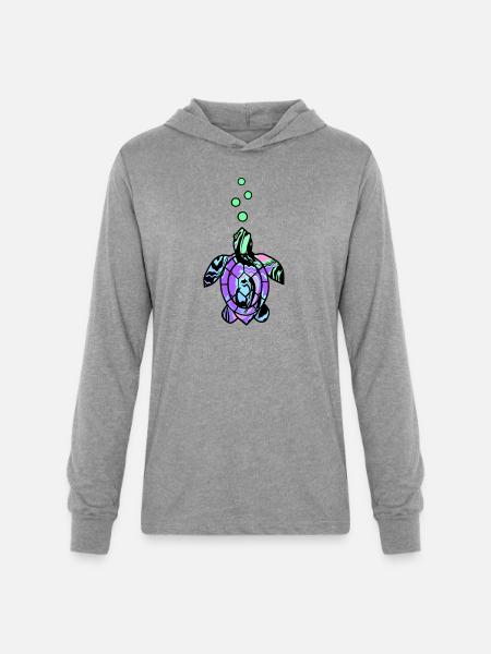 Under The Sea Turtle - Unisex Long Sleeve Hoodie Shirt - heather grey