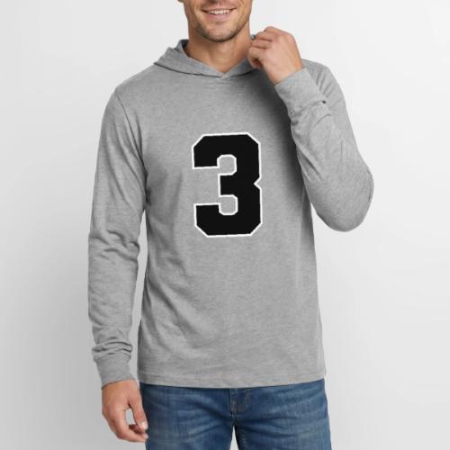 Varsity Number 3 Athletic Font - Unisex Long Sleeve Hoodie Shirt