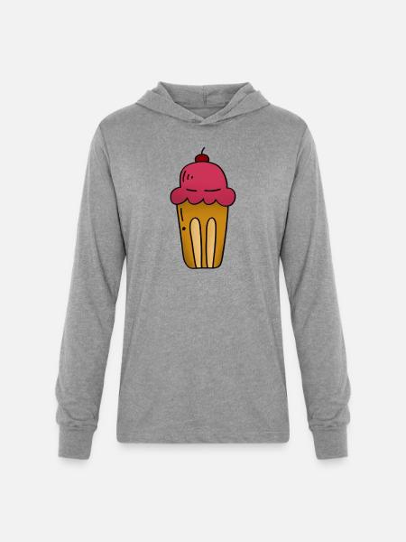 Pink Ice Cream Pop Art Cone - Unisex Long Sleeve Hoodie Shirt - heather grey