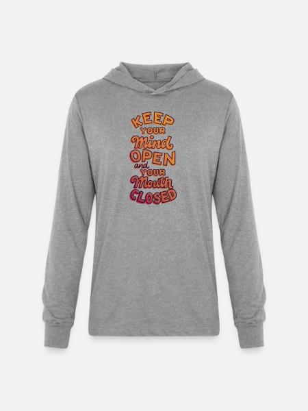Mind Open Mouth Closed - Unisex Long Sleeve Hoodie Shirt - heather grey