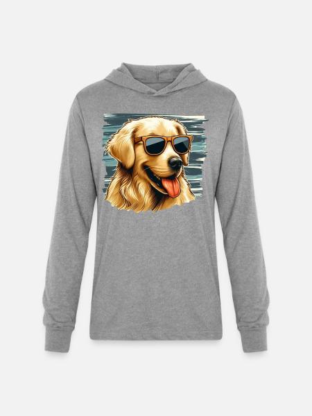 Golden Retriver Art - Unisex Long Sleeve Hoodie Shirt - heather grey