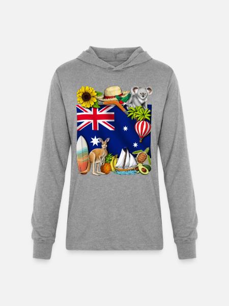 Australia - Unisex Long Sleeve Hoodie Shirt - heather grey