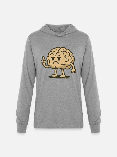 Angry Brain Pointing Finger - Unisex Long Sleeve Hoodie Shirt - heather grey