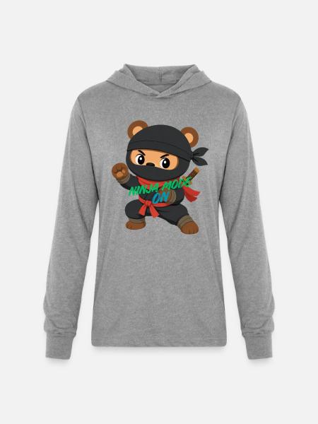 Ninja Panda Bear Mode On - Unisex Long Sleeve Hoodie Shirt - heather grey