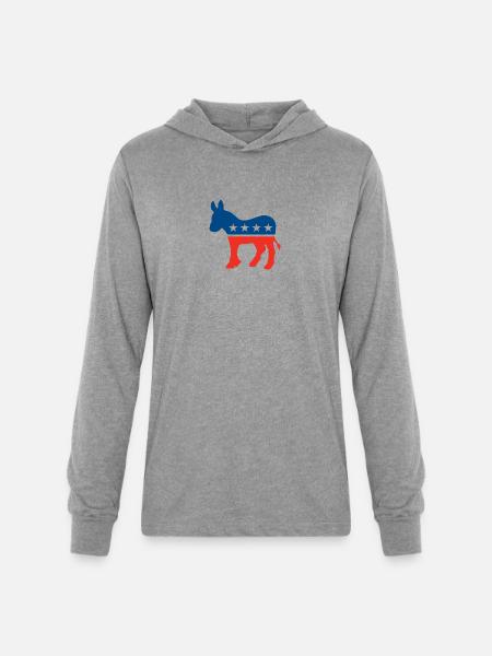 Democrat Logo - Unisex Long Sleeve Hoodie Shirt - heather grey