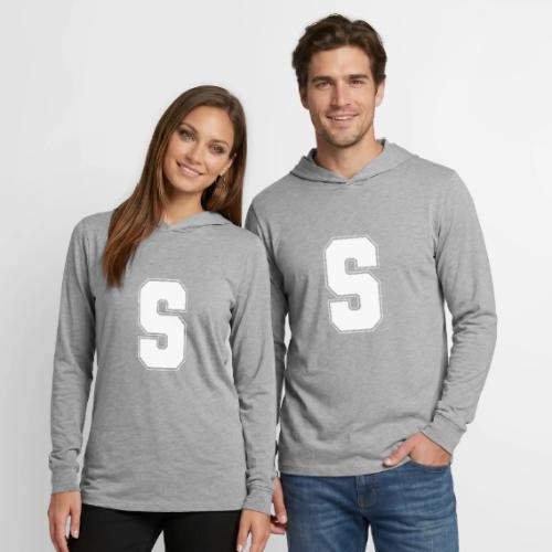 White Letter S – Varsity Alphabet Monogram - Unisex Long Sleeve Hoodie Shirt