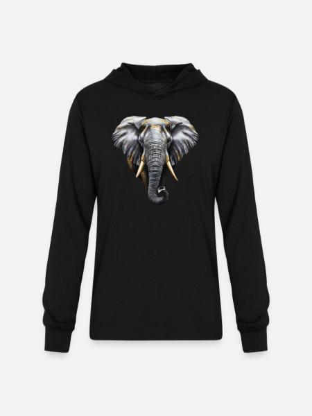Golden Elephant - Unisex Long Sleeve Hoodie Shirt - black