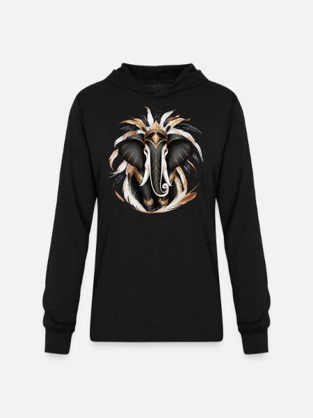 Golden Elephant - Unisex Long Sleeve Hoodie Shirt - black