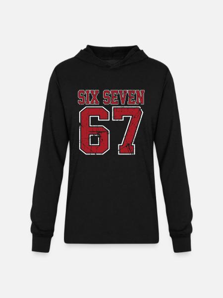 67 - Six Seven SixSeven 6-7 - Unisex Long Sleeve Hoodie Shirt - black