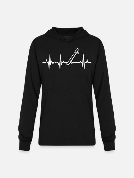 Skateboard ECG Heartline - Unisex Long Sleeve Hoodie Shirt - black