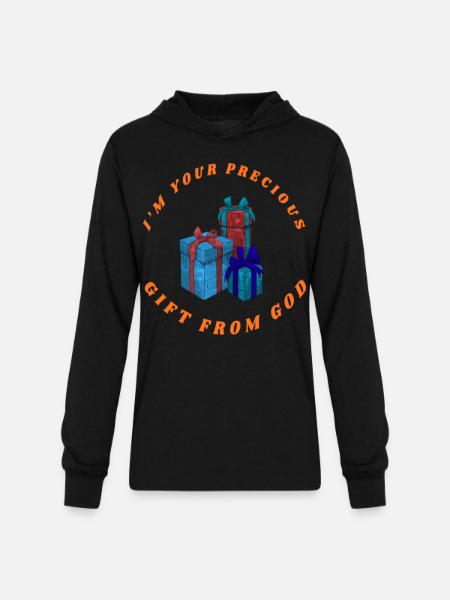 PRECIOUS GIFT FROM GOD - Unisex Long Sleeve Hoodie Shirt - black