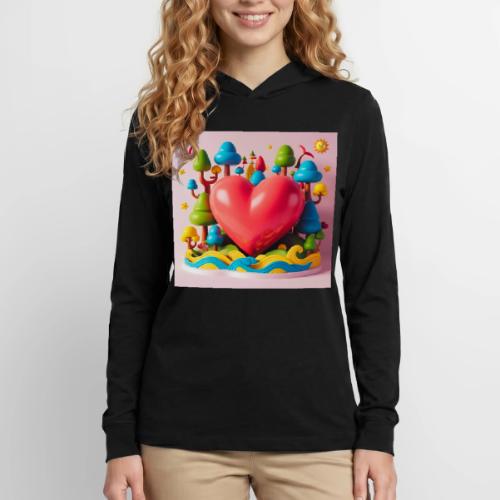 Big red heart, surrounded by landscape, nature - Unisex Long Sleeve Hoodie Shirt