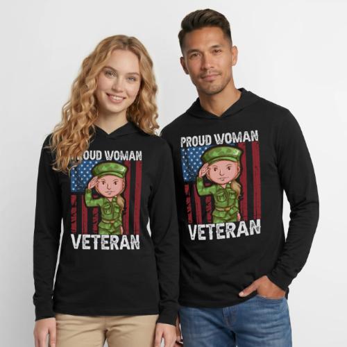 Proud Woman Veteran - Unisex Long Sleeve Hoodie Shirt