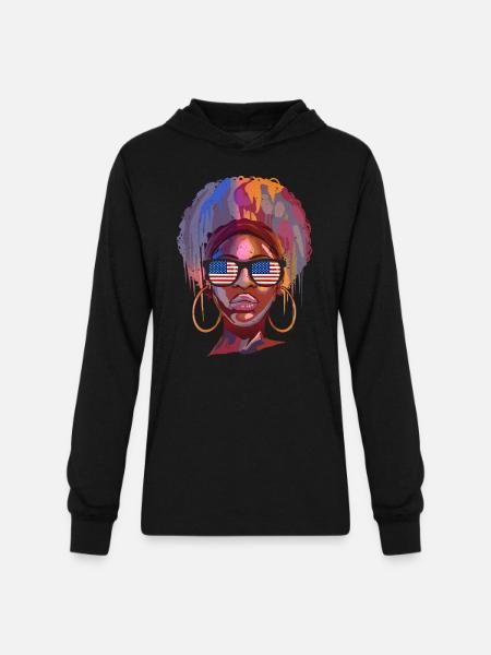 Usa - Unisex Long Sleeve Hoodie Shirt - black
