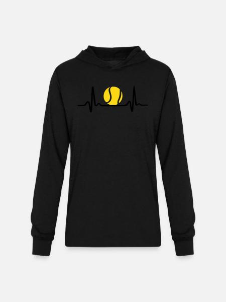 Tennis ECG, Heartbeat & Tennis Ball - Unisex Long Sleeve Hoodie Shirt - black