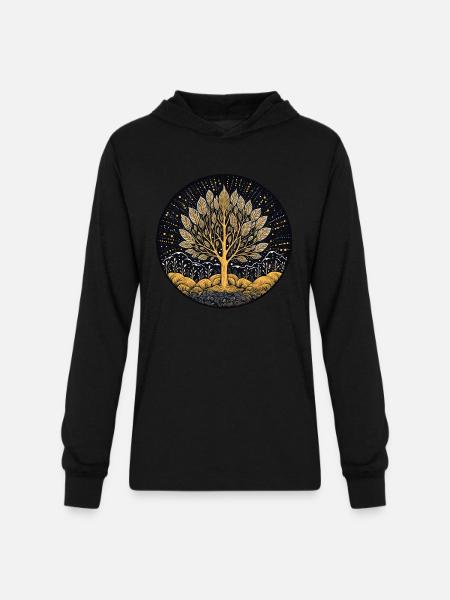 Silver Leaf Tree - Unisex Long Sleeve Hoodie Shirt - black