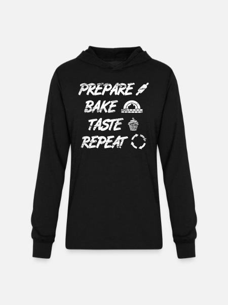 Prepare Bake Taste Repeat - Unisex Long Sleeve Hoodie Shirt - black