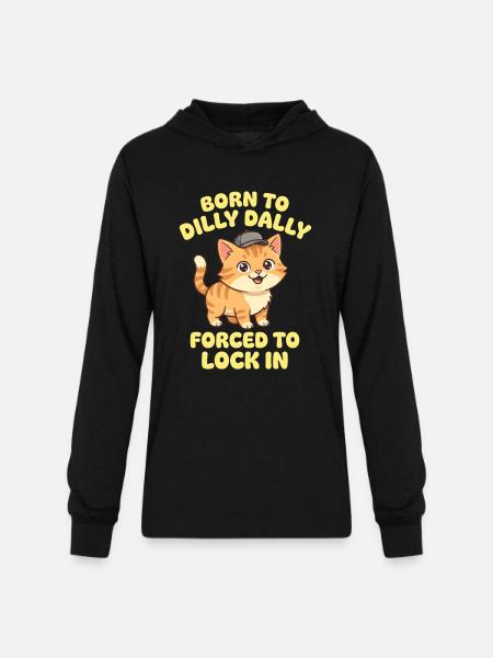 Kitty Lock-In - Unisex Long Sleeve Hoodie Shirt - black