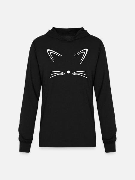 Cat Face - Unisex Long Sleeve Hoodie Shirt - black