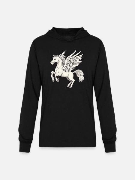 Pegasus - Unisex Long Sleeve Hoodie Shirt - black