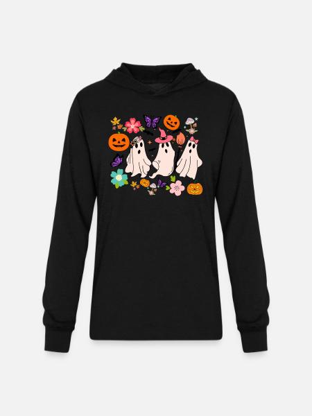 1 - Unisex Long Sleeve Hoodie Shirt - black