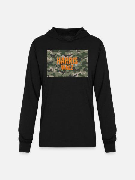 Harris Walz Camo Logo - Unisex Long Sleeve Hoodie Shirt - black