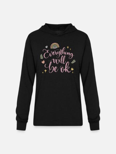 everything will be ok - Unisex Long Sleeve Hoodie Shirt - black