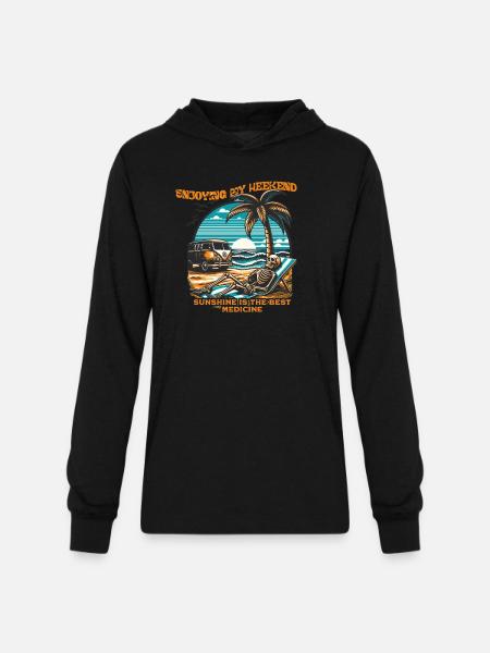 Summer|weekend|enjoying my weekend - Unisex Long Sleeve Hoodie Shirt - black
