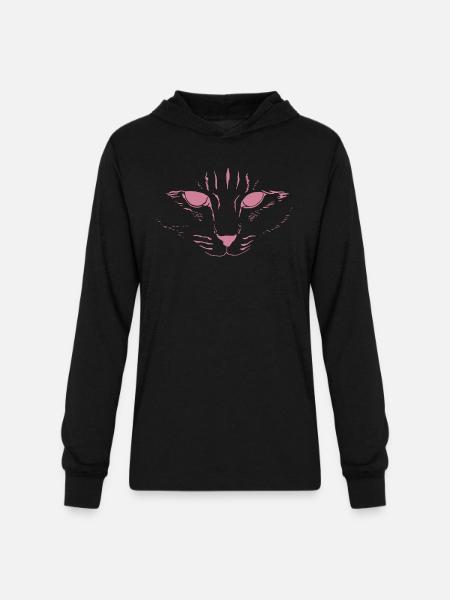 Cat Face - Unisex Long Sleeve Hoodie Shirt - black