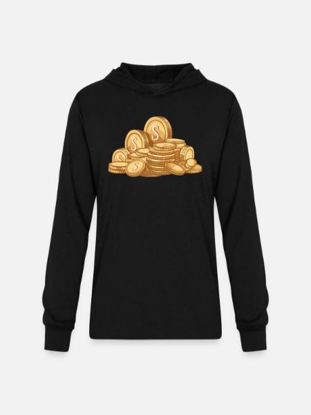 Pile of Gold Coins - Unisex Long Sleeve Hoodie Shirt - black