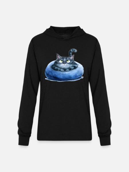 Funny Cat - Unisex Long Sleeve Hoodie Shirt - black