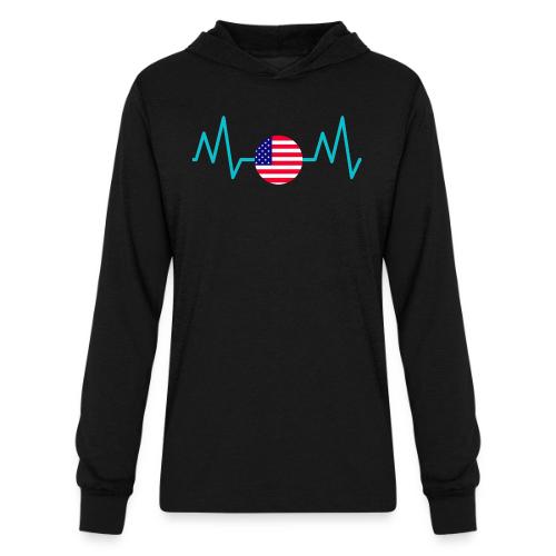 Heartbeat USA Flag – Patriotic American Pride Tee - Unisex Long Sleeve Hoodie Shirt