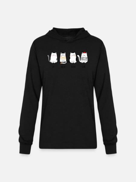 Un Deux Trois Cat - Unisex Long Sleeve Hoodie Shirt - black