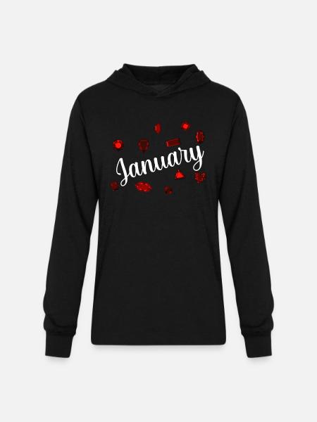 January Birthstone - Unisex Long Sleeve Hoodie Shirt - black