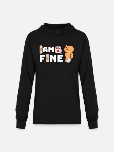 IAM FINE INJURY CAT - Unisex Long Sleeve Hoodie Shirt - black