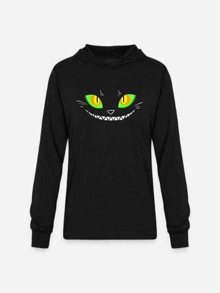 Creepy Cat Face - Unisex Long Sleeve Hoodie Shirt - black