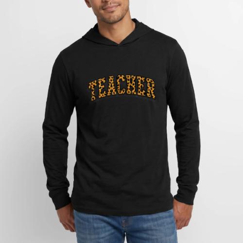 Leopard Print Teacher Typography - Unisex Long Sleeve Hoodie Shirt