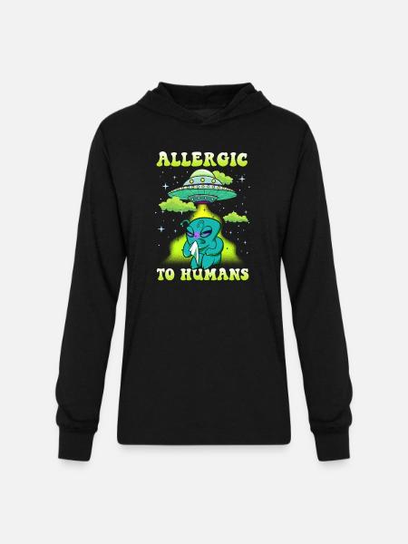 Aliens Allergic to Humans - Unisex Long Sleeve Hoodie Shirt - black