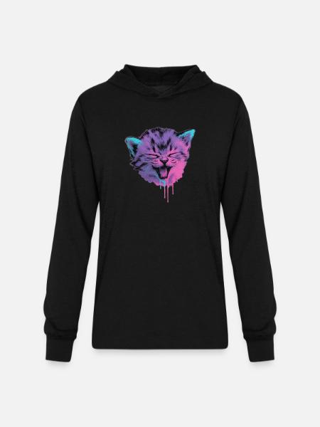 Neon Cat Splash - Unisex Long Sleeve Hoodie Shirt - black