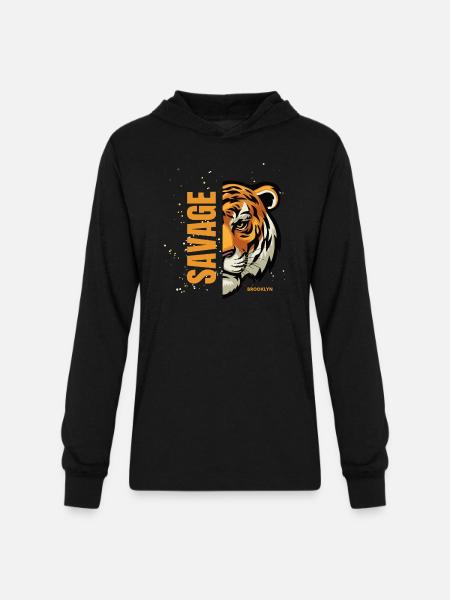 tiger - Unisex Long Sleeve Hoodie Shirt - black