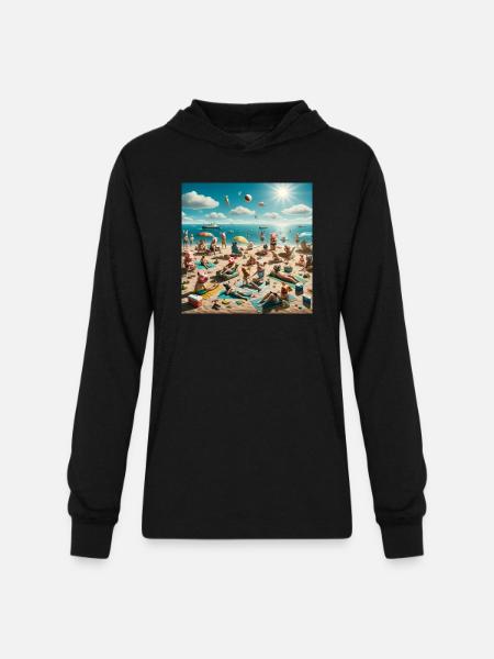 Pigs on the Beach - Unisex Long Sleeve Hoodie Shirt - black