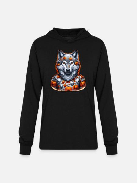 halloween wolf - Unisex Long Sleeve Hoodie Shirt - black