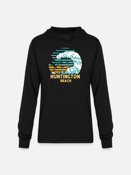 Huntington Beach Vacation - Unisex Long Sleeve Hoodie Shirt - black