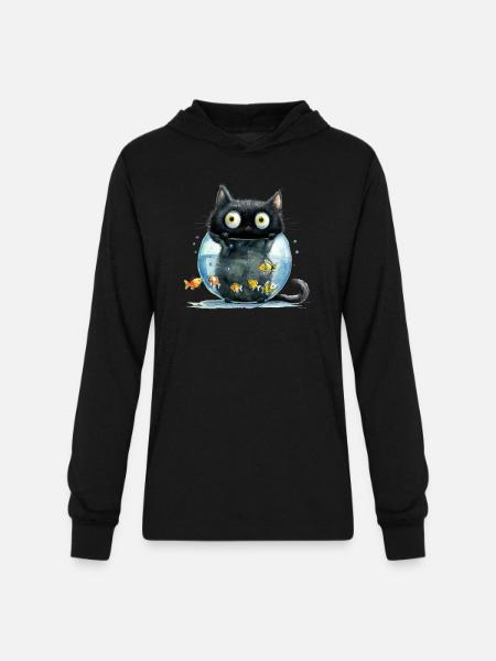 Funny Cat - Unisex Long Sleeve Hoodie Shirt - black
